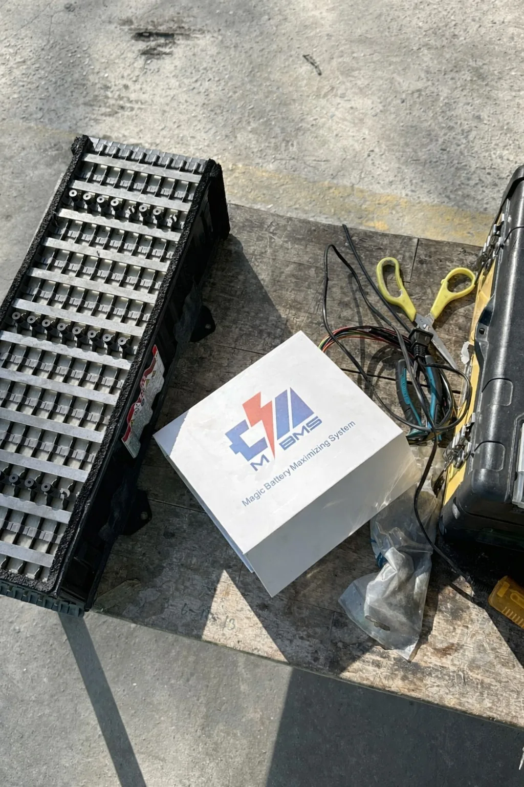 M-BMS hardware installed near hybrid battery components
